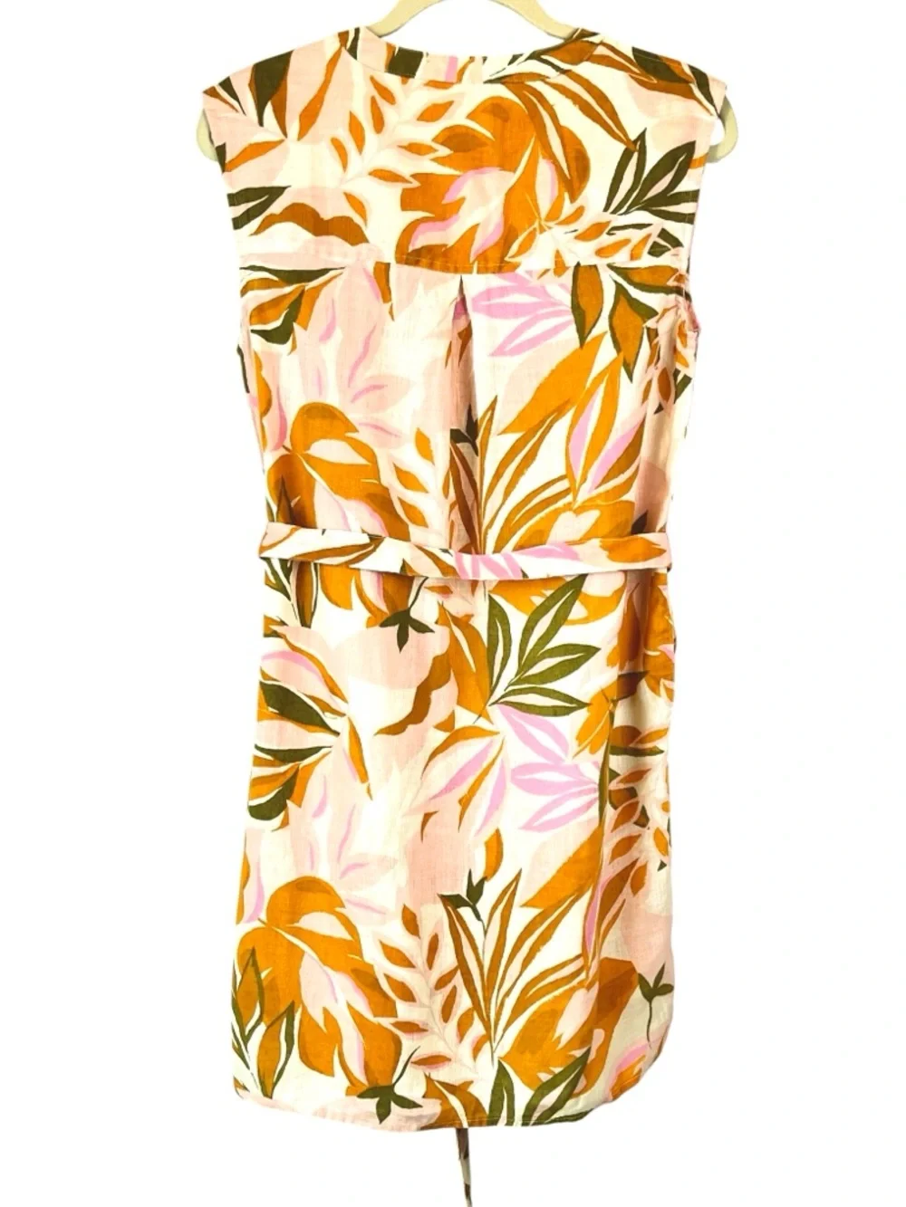 NEW C&C California 100% Linen Dress Multicolor Tropical Leafy Palm Print S NWT - Picture 2 of 9